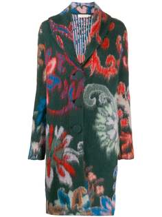 Tory Burch однобортное пальто с цветочным принтом
