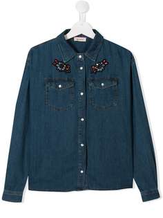 Pinko Kids рубашка на пуговицах с вышивкой
