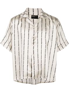 Enfants Riches Déprimés logo stripe print satin bowling shirt
