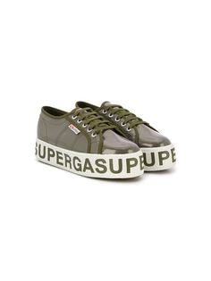 Superga Kids logo print chunky heel sneakers