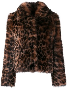 Yves Salomon шуба с леопардовым принтом