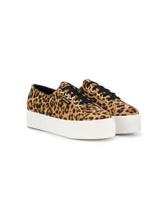 Superga Kids leopard print chunky heel sneakers