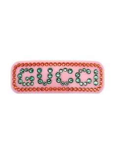 Gucci заколка для волос с логотипом из кристаллов