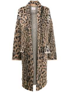 Laneus пальто с леопардовым узором вязки интарсия
