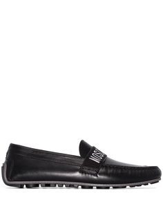 Moschino logo-print leather loafers