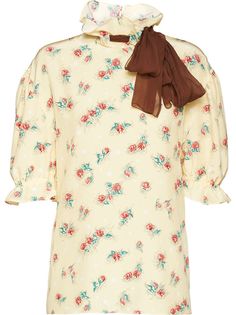Miu Miu блузка с бантом и цветочным принтом