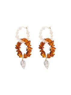 Holly Ryan amber and pearl hoop earrings