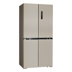 Холодильник HIBERG RFQ-490DX NFY, трехкамерный, бежевый