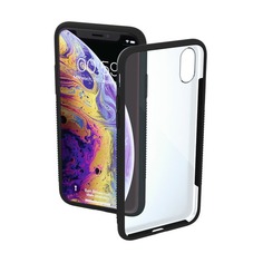 Чехол (клип-кейс) HAMA Frame, для Apple iPhone X/XS, прозрачный/черный [00185148]