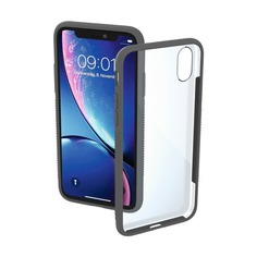 Чехол (клип-кейс) HAMA Frame, для Apple iPhone XR, прозрачный/серый [00185143]