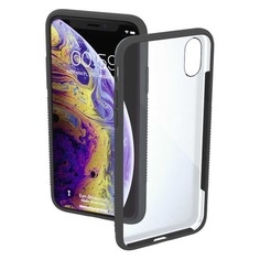 Чехол (клип-кейс) HAMA Frame, для Apple iPhone X/XS, прозрачный/серый [00185149]