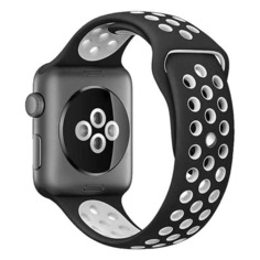 Ремешок DF iSportband-02 для Apple Watch Series 3/4/5 черный/белый (DF ISPORTBAND-02 (BLACK/WHITE))