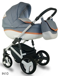 Коляска 3 в 1 Bexa Poland Ideal New, цвет: голубой/оранжевый