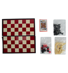 Книжка-гармошка 1Toy карты+нарды+шашки+шахматы