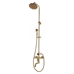 Комплект для ванной и душа одноручковый короткий (20см) резной излив, лейка двойной цветок Bronze de Luxe 10120pf/1 windsor