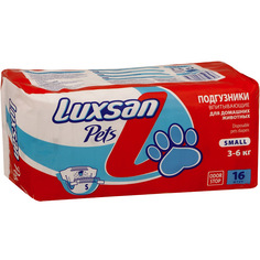 Подгузники для домашних животных Luxsan Pets впитывающие S на вес 3-6 кг 16 шт