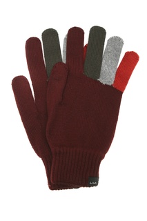 Бордовые перчатки с разноцветными вставками Paul Smith