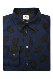 Синяя рубашка с принтом черепах Paul Smith