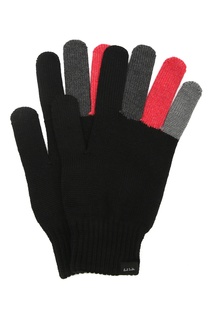 Черные перчатки с цветными вставками Paul Smith