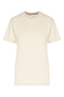 Бежевая футболка с логотипом на спине Off White