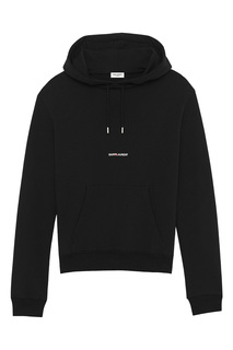 Черная толстовка с белой надписью Saint Laurent