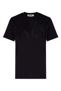 Черная футболка с черным логотипом Msgm