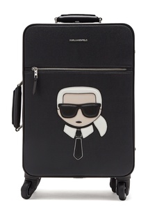 Черный чемодан с фирменной аппликацией Karl Lagerfeld