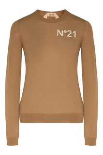 Коричневый джемпер с логотипом No21