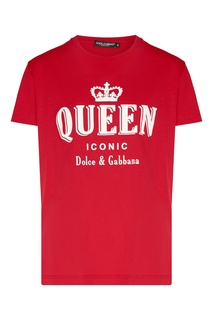 Красная футболка с белой надписью Dolce & Gabbana