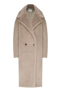 Светло-серое пальто из меха Max Mara