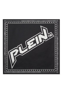 Черно-белый шелковый платок с логотипом Philipp Plein