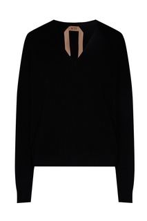 Черный пуловер из шерсти с кашемиром No21