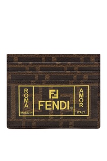 Коричневый картхолдер с монограммами Fendi