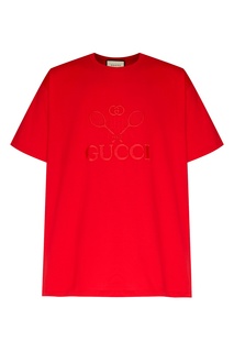 Красная футболка оверсайз Gucci Tennis