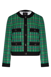 Зеленый клетчатый жакет Maje