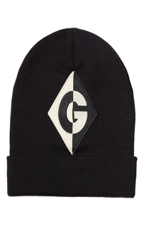 Черная шерстяная шапка с аппликацией Gucci