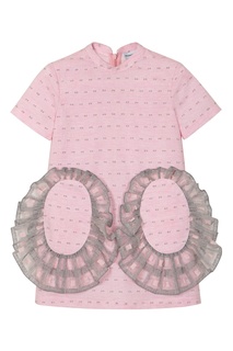 Розовое платье с накладными карманами и оборками Yudashkin Kids
