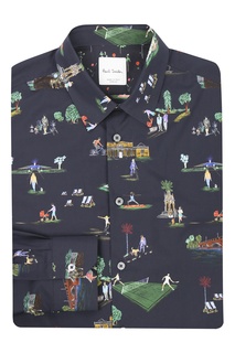 Темно-синяя рубашка с принтом Paul Smith