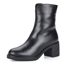 Ботинки Черные кожаные ботинки на утолщенной подошве и устойчивом каблуке Respect