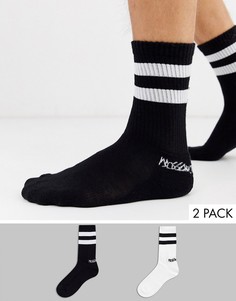 Набор из 2 пар классических спортивных носков в рубчик черного и белого цвета Mossimo