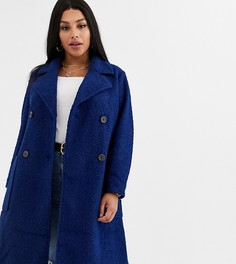 Темно-синее двубортное пальто Simply Be