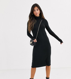 Черное трикотажное платье миди с высоким воротником Vero Moda Petite - Aware