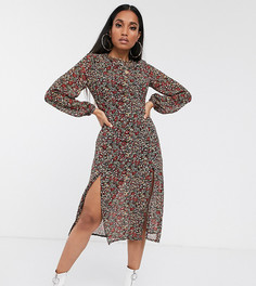 Платье миди с цветочным принтом и разрезами Missguided Petite