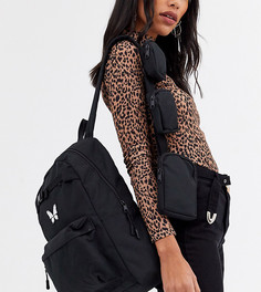 Черный рюкзак с изображением бабочки Bershka