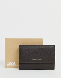Коричневый кожаный кошелек и кредитница 2-в-1 ASOS DESIGN