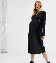 Платье миди для беременных с запахом и ремешком Mamalicious Mama.Licious