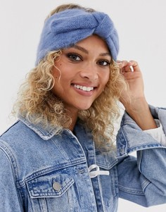 Синяя пушистая повязка на голову с бантом ASOS DESIGN
