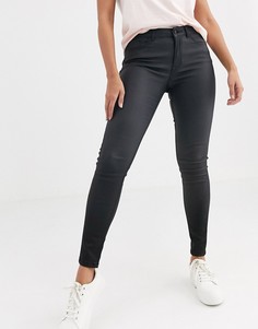 Черные облегающие брюки из искусственной кожи Pimkie