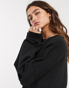 Черный трикотажный топ Bershka
