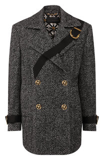 Пальто из смеси шерсти и шелка Versace